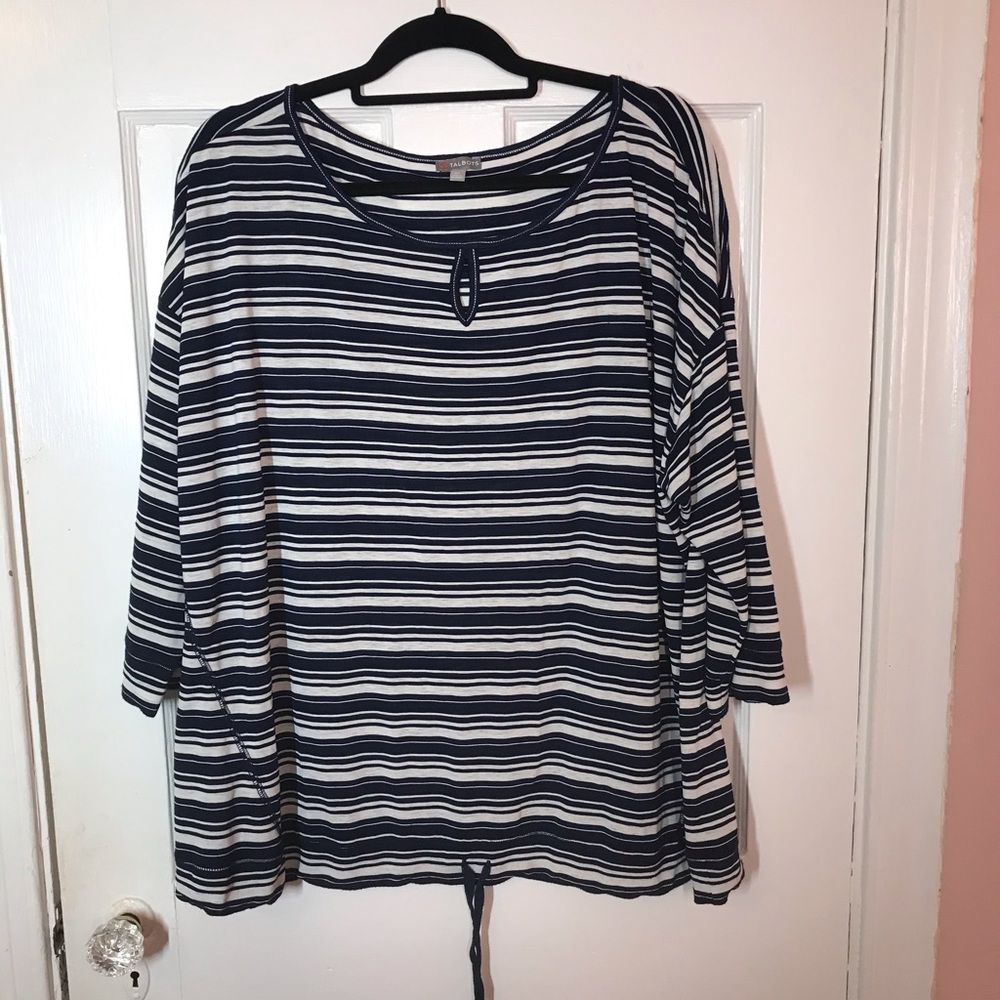 T by Talbots - 3x navy/white stripe blouse